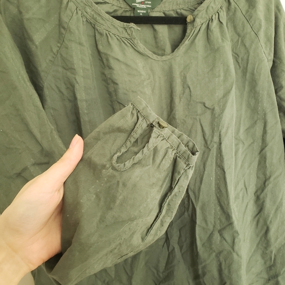 Woolrich Womens XL‎ Olive Green Long Sleeve Buttoned V Neck Blouse XL - Picture 6 of 11